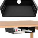 MOLIGOU Under Desk Storage Shelf, Under Desk Tray with Felt Liner, Screw Mount Under Table Hidden Storage for Home Office, Kitchen Cabinet