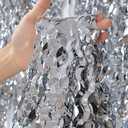 3 Pack Wave Silver Tinsel Curtain - 3.3x6.6 Feet Foil Streamers Birthday Party Decorations Wedding Background Decor Photo Booth Props