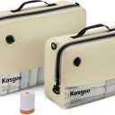 Vacuum Compression Bags for Travel with Pump Reusable for Carry-on Suitcase Backpack Home Storage, IP67 Waterproof, Wide Opening, Transparent Window (2 Pack + Pump Beige)