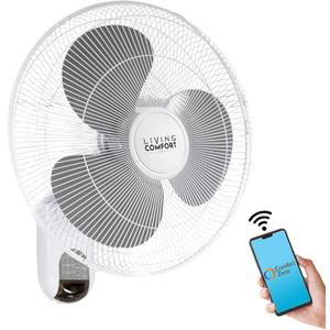 Comfort Zone 16-Inch Smart WiFi Wall Mount Fan, Oscillating 3-Speed Indoor Fan with App Control, Timer & Sleep Mode Quiet Adjustable Tilt, All-Metal Grille Space-Saving Cooling for Home or Office