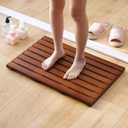 Bamboo Bath Mat for Shower with Non-Slip Rubber,Bathtub Mat,Floor Mat,Shower Mat for Indoor,Outdoor,Spa, Sauna, Pool (Brown, 25.5 * 17 * 1.4 inches)