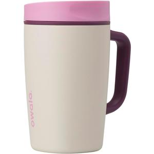 Owala SmoothSip Slider Stainless Steel Insulated Travel Mug, 100% Leak Proof, For Hot and Cold Drinks, Travel Friendly with Sliding Lock Lid, 12oz, BPA Free, Leak Proof, Pink/Tan (Daybreak)