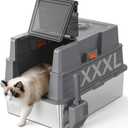 XXXL Stainless Steel Litter Box with Lid,28" L x 20.5" W x 16.5" H Extra Large Cat Litter Box Enclosure for Large and Multi-Cats Families,Non-Sticky, Anti-Leakage, Easy to Clean(Gray) (Grey)