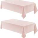2 Pack Rectangle Tablecloth, 52x70 inch, Water Resistant Wrinkle Free Linen Textured Table Cloth Washable, Decorative Fabric Table Cover for Dining, Party and Camping, Pink