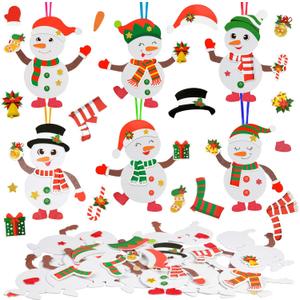 Fennoral 12 Pack Snowman Craft Kits for Kids Make You Own Snowman Foam Stickers Ornament DIY Christmas Arts and Crafts for Chirstmas Party Supplies Winter Christmas Tree Decoration