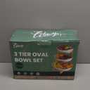 Seven Sparta 3 Tier Fruit Bowl for Kitchen Counter (PLUS Series) / Ceramic Serving Bowls with Bamboo Stand/Big Size Tiered Fruit Basket for Fruit Vegetable Storage, Dessert, Salad Buffet Server