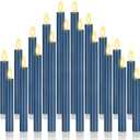 20 Pcs Flameless LED Taper Candles Battery Operated Taper Candles 5 Sizes of 6.5'', 7.7'', 8.8'', 10.0'', 11.2'' Flameless Candlesticks Flickering with 3D Flame for Wedding (Blue)