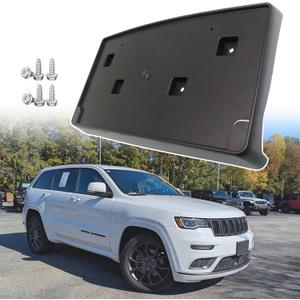 Front License Plate Frame for Jeep Grand Cherokee Type 1 2017 2018 2019 2020 2021 for Jeep Grand Cherokee WK 2022 Front Bumper License Plate Holder Mounting Bracket Cover Replace# 68277142AA CH1068147