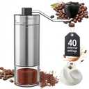 Manual Coffee Grinder 40 External Adjustable Settings, Ceramic Conical Burr Stainless Steel Hand Coffee Bean Grinder, Portable Coffee Mill for Espresso, Pour Over, French Press, Camping Travel