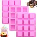 Wax Melts Molds Silicone3 Pcs 12-Cavities Square Silicone Molds for Scented Soy Wax Melts, Candle Making, Baking Chocolate Truffles, Candy, Jelly, Ice Cube Tray