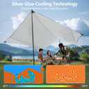 Camping Tarp with Poles & Retainer, 15x12.5FT Large Waterproof 210D Oxford Cloth Camping Canopy, Anti-UV UPF100+ Camping Awning Tent Tarp Car Awning for Outdoor, Picnic, Car, Hammock, Traveling(Khaki)