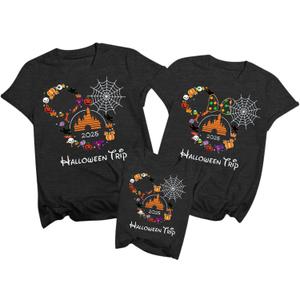 Family Halloween Matching T-Shirts Pumpkin Shirts Funny Spooky Family Costume Tees Top for Kids Adults (Small, Gray-men)