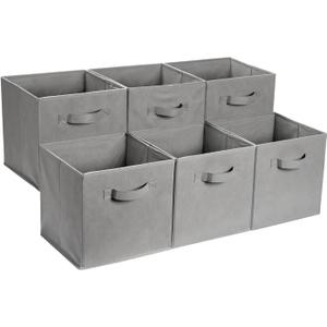Amazon Basics Collapsible Fabric Storage Cube Bins Organizer with Handles for Organizing, Sturdy, Gray, 13 x 13 x 13 inch, 6-Pack