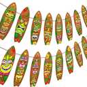 2 x 2pcs Hawaii Tiki Surfboard Banners Hawaii Luau Party Decorations Tiki Surfboard Theme Banner Decorations for Tiki Bar Party Summer Beach Theme Party Baby Shower Supplies