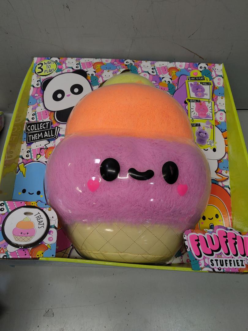 Fluffie Stuffiez Ice Cream Large Collectible Feature Plush 11" - Surprise Reveal Unboxing with Huggable ASMR Fidget DIY Fur Pulling, Ultra Soft Fluff