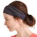 CHARM Mens Head Wraps Elastic Bandana - Japanese Headband Workout Women Hair Dark Gray