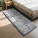 Soft Runner Rugs for Bedroom, Mottling Grey 2x6 Area Rugs Fluffy Rug Shag Area Rug Carpet, Bedside Rug for Living Room Bedroom Kids Room Home Decor