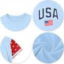 Girls 4th of July USA Shirt American Flag Patriotic T-Shirt Independence Day Outfit for Kids 5-14Years (Blue)