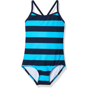 Kanu Surf Girls' Big Layla One Piece Swimsuit, Navy/Aqua, 12