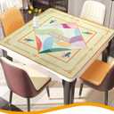 Classical Gradient Tabletop Mahjong Mat with - 31.5x31.5 Inch Hand-Painted Style Rubber Mat, Diatom Mud Waterproof Surface, Anti-Slip Foldable Original Design-Themed Game Nights