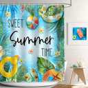 Sweet Summer Time Shower Curtains for Bathroom, Swimming Pool Style Bathroom Decor Waterproof Fabric Shower Curtain Set with 12 Hooks Bathroom, 72x72 Inch
