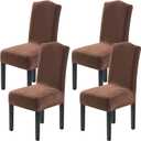 H.VERSAILTEX Velvet Dining Chair Covers Stretch Chair Covers for Dining Room Set of 4 Parson Chair Slipcovers Chair Protectors Covers Dining, Soft Thick Solid Velvet Fabric Washable, Caramel