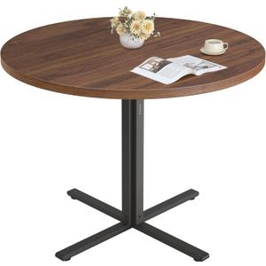 VASAGLE Dining Table, Small Round Kitchen Table for 4 People, 31.5 x 29.4 Inches, for Dining Room, Living Room, Farmhouse, Water-Resistant, Somber Walnut UKDT082K01V1