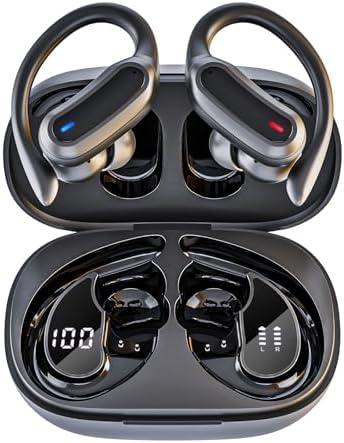 TRAUSI Wireless Earbuds, Bluetooth 5.4 Headphones, True Wireless Stereo Earphones with IPX7 Waterproof, Noise Cancelling Mic, Fast Charging and Comfort Fit Ear Buds for Sports/Workouts  Black