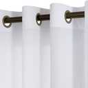 KOUFALL White 52 by 72 Inches Long Bronze Grommet Linen Blend Sheer Curtains for Living Room