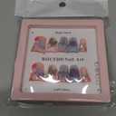 Thick Press on Nails Handmade Medium Duck Nails Pink Fake Nails 3D Flower Art False Nail with Gems Design Luxury Rhinestone Nature Reusable Acrylic Nail with Glue for Wome (Size S)