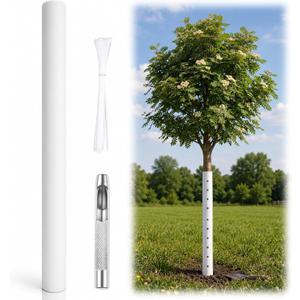 3 x 47" H Tree Trunk Protector Roll, Cut-to-Size Guard for Young Saplings, Custom Sleeve with Ventilation Holes, Punch Tool & Zip Ties, Deer Rabbit Protection for Orchard, Garden and Landscaping