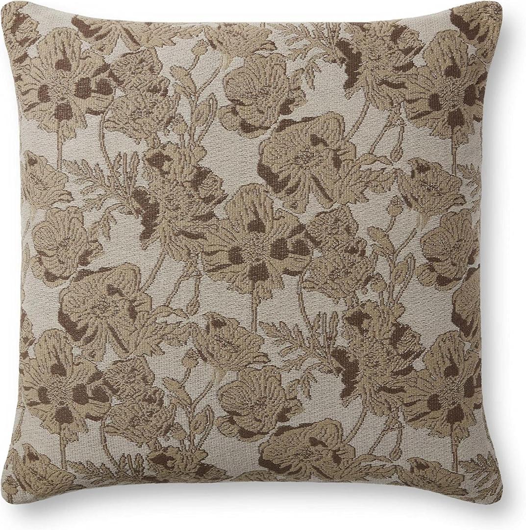 Loloi Chris Loves Julia Matilda Collection PCJ0008 Beige/Mocha 18'' x 18'' Cover Only Cover Pillow