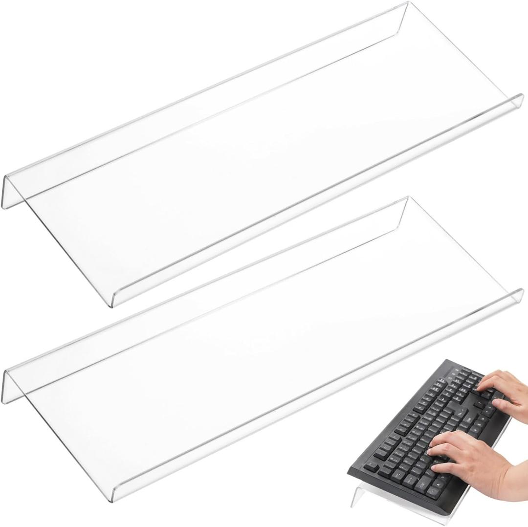 Eorbow 2 Pack Tilted Computer Keyboard Stand, Clear Acrylic Keyboard Tray Holder for Easy Ergonomic Typing, Keyboard Riser for Office Desktop, Home, School
