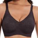 MOEOZLLO Womens Seamless Bras No Underwire Push Up V Neck Wireless Bralettes with Soft Support Full Coverage Floral Bra (M)