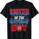 Spider Web Birthday Party Sister of The Birthday Boy T-Shirt, Youth M, Black
