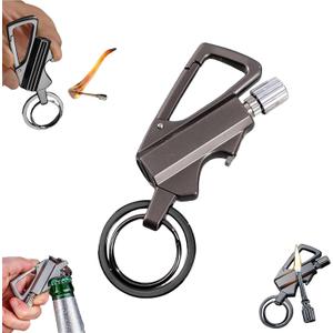 Permanent Match Infinity Lighter, Keychain Lighter with Multitool Keychain Bottle Opener (Black)