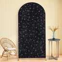 MODFUNS Black Glitter Wedding Arch Cover 7.2 FT Spandex Sequin Arch Covers Stretchy Backdrop Sequin Arch Cover Backdrop Fabric Glitter Arch Cover Glitter for Graduation Celebration Party Decor
