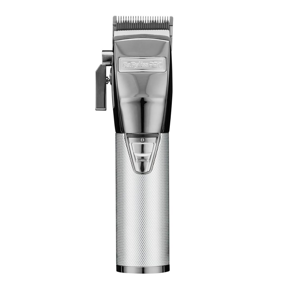 BaBylissPRO FX+ Professional Barber Cord/Cordless Hair Clippers for Men, All Metal, Lithium Battery with 3-Hour Runtime (Silver)