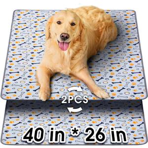 Hompet Washable Pee Pads for Dogs, 40"x26", 2-Pack Thick Heavy Absorbency Reusable Pee Pads Prevent Leakage Non-Slip, Pet Training Pads for Puppy Playpen, Crate, Potty, Floor, Bed, Sofa