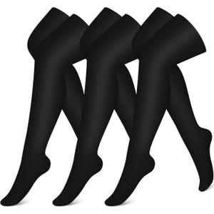CHARMKING Compression Socks (3 Pairs) Knee High Compression Sock for Women & Men Stockings for Running, Cycling,Athletic (Small-Medium, 01 Pure Black/Black/Black)