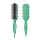 AM8:00 Curl Defining Brush,9Rows Premium Styling Hairbrush for Curly Hair, Enhances Curls Definition & Separation, (Green)