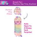 Happy Nappers 2-in-1 Pillow & Sleepy Sack Dreamy the Unicorn 54x20 Medium | Plush animal opens into a cozy sleeping bag for kids age 3+. 54 x 20 inch soft play character for travel and sleepovers