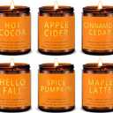 Fall & Christmas Candles, Soy Candles Set - 7Oz * 6 Pack, Holiday/Birthday/Christmas Gifts for Women & Men, Autumn Scents of Hello Fall/Spice Pumpkin/Apple Cider/Hot CocoaCinnamon & Cedar/Maple Latte