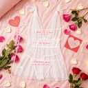 Fengek 2Pcs Sexy Lingerie for Women, Polka Dots Sheer Lace Lingerie with Pajama Set for Women Nightwear (White, L)
