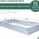 Galvanized Raised Garden Bed (8x4x1ft) Overlapping 4-Inch Panels + 4 Support Bars, Heavy-Duty Metal Planter Box for Vegetables, Herbs, Flowers, No-Deformation Steel Garden Kit