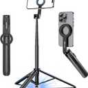 UBeesize 70" Auto-Open Magnetic Tripod for iPhone, MagSafe Selfie Stick with Remote, Portable Phone Stand for Recording, Travel and Vlogging, Compatible with iPhone/Android (Black)