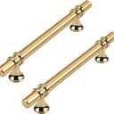 Haliwu 10 Pack Gold Cabinet Handles, Brushed Brass Cabinet Pulls Kitchen Handles Barrel Champagne Gold Pull Kitchen Hardware, 5 inch Hole to Hole Center