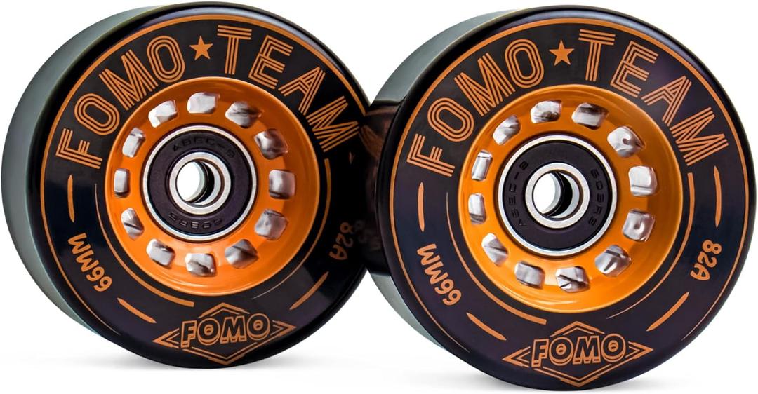 FOMOTEAM Roller Speed Skate Wheels Racing Wheels 66mm38mm Outdoor or Indoor with ABEC-9 Bearings 82A (Set of 8) (BLACK-BROWN)