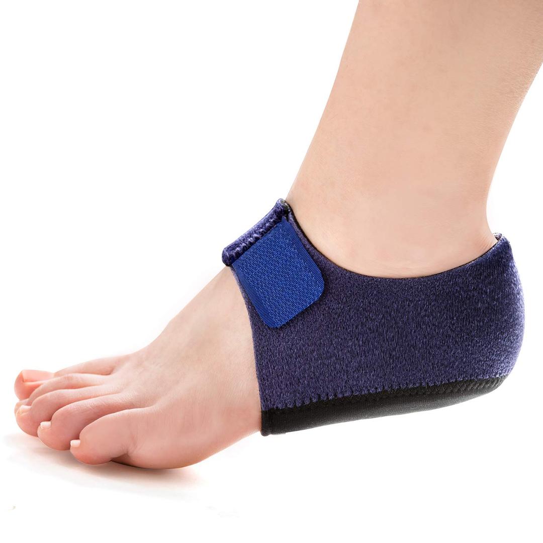 Welnove 2PCS Heel Protectors, Heel Sleeves Pads, Heel Pads Cushion, Heel Support for Relieving Heel Pain from Plantar Fasciitis - Heel Spur -Tendinitis- Cracked Heels (1 Count (Pack of 1), Blue - Primary)