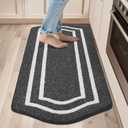 COSY HOMEER Kitchen Rugs and Mats 24"x48" Non Slip Kitchen Mats for Floor Washable Kitchen Runner Rug Stain Resistant Standing Mat for Kitchen,Sink,Polypropylene,Black